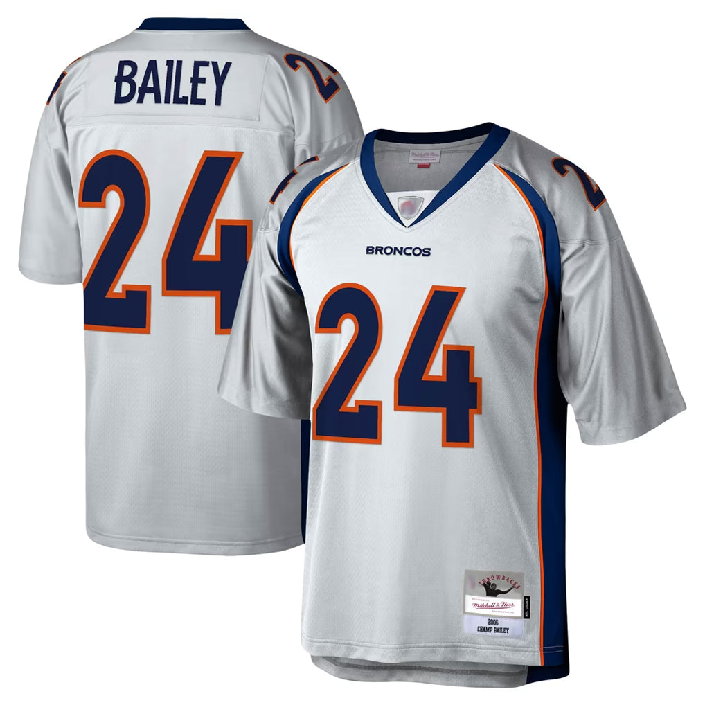D.Broncos #24 Champ Bailey Player Platinum Mitchell & Ness 2006 Legacy Limited Game STECN Stitched Jerseys
