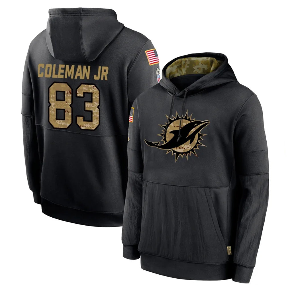 M.Dolphins #83 Kevin Coleman Jr. Player Black Salute to Service Hoodies Limited Game STECN Stitched Jerseys