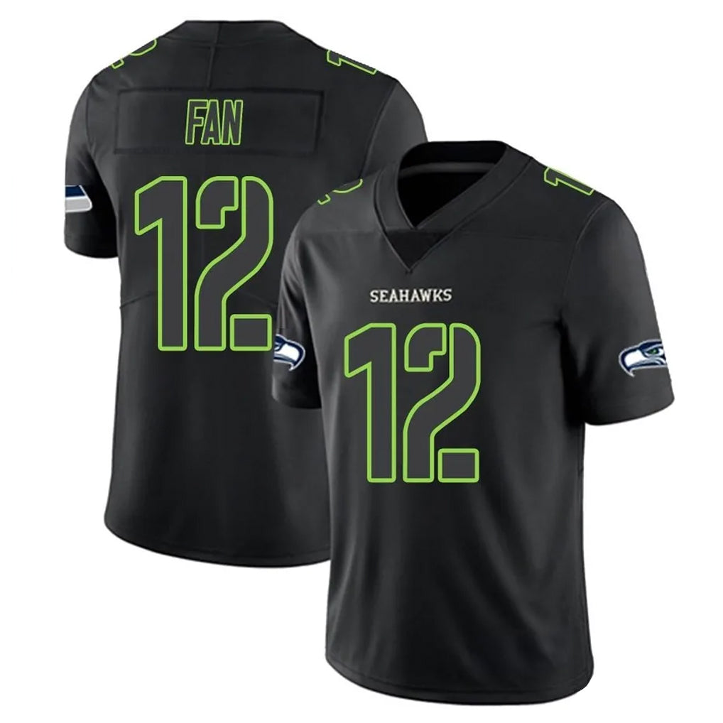 S.Seahawks #12 12th Fan Player Black Impact Limited Home Game STECN Stitched Jerseys