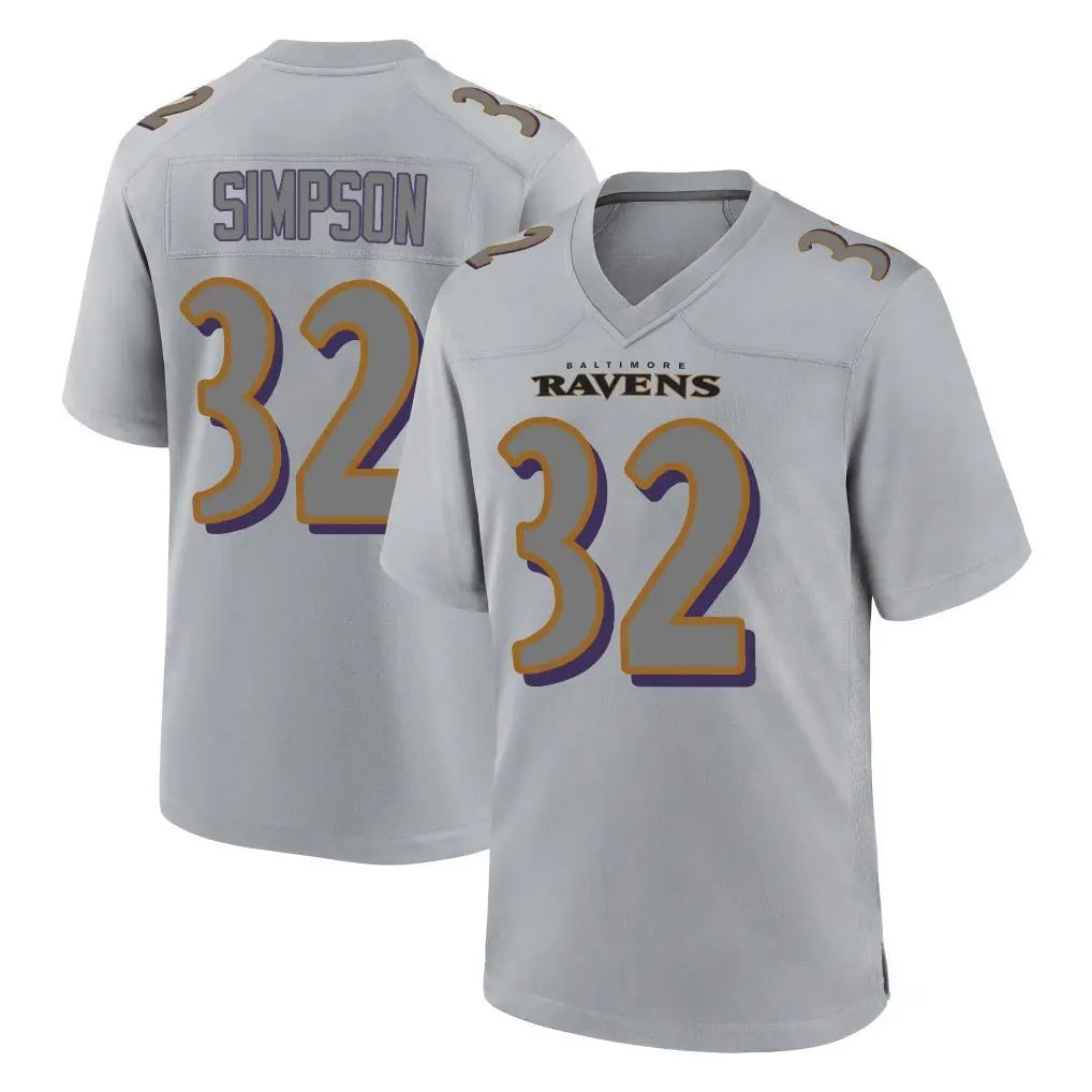 B.Ravens #32 Trenton Simpson Player Gray Color Rush Vapor Untouchable Game STECN Stitched Jerseys