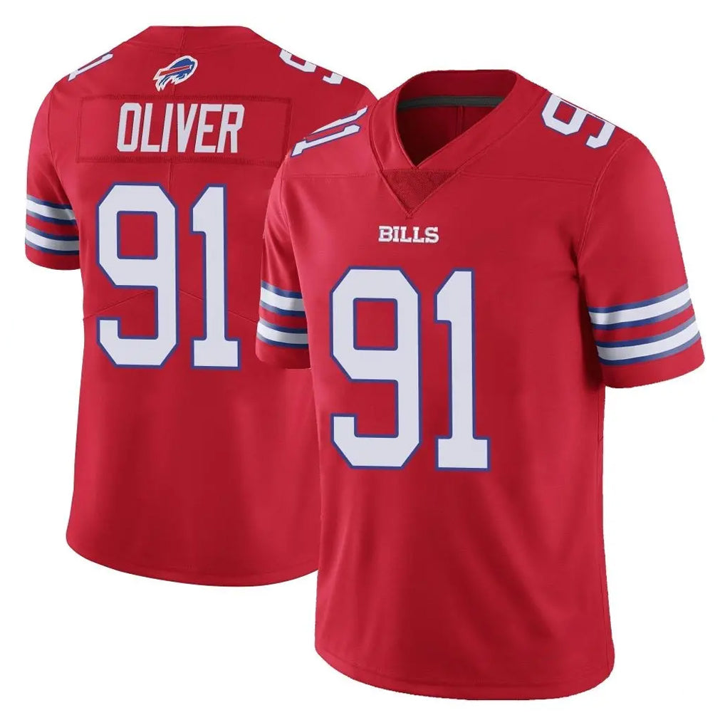 B.Bills #91 Ed Oliver Player Red Vapor Untouchable Limited STECN Stitched Jerseys