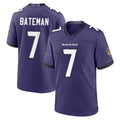 B.Ravens #7 Rashod Bateman Player Purple Limited Home Game STECN Stitched Jerseys