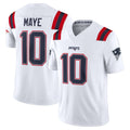 NE.Patriots #10 Drake Maye Player White Limited Vapor F.U.S.E. Home Game STECN Stitched Jerseys