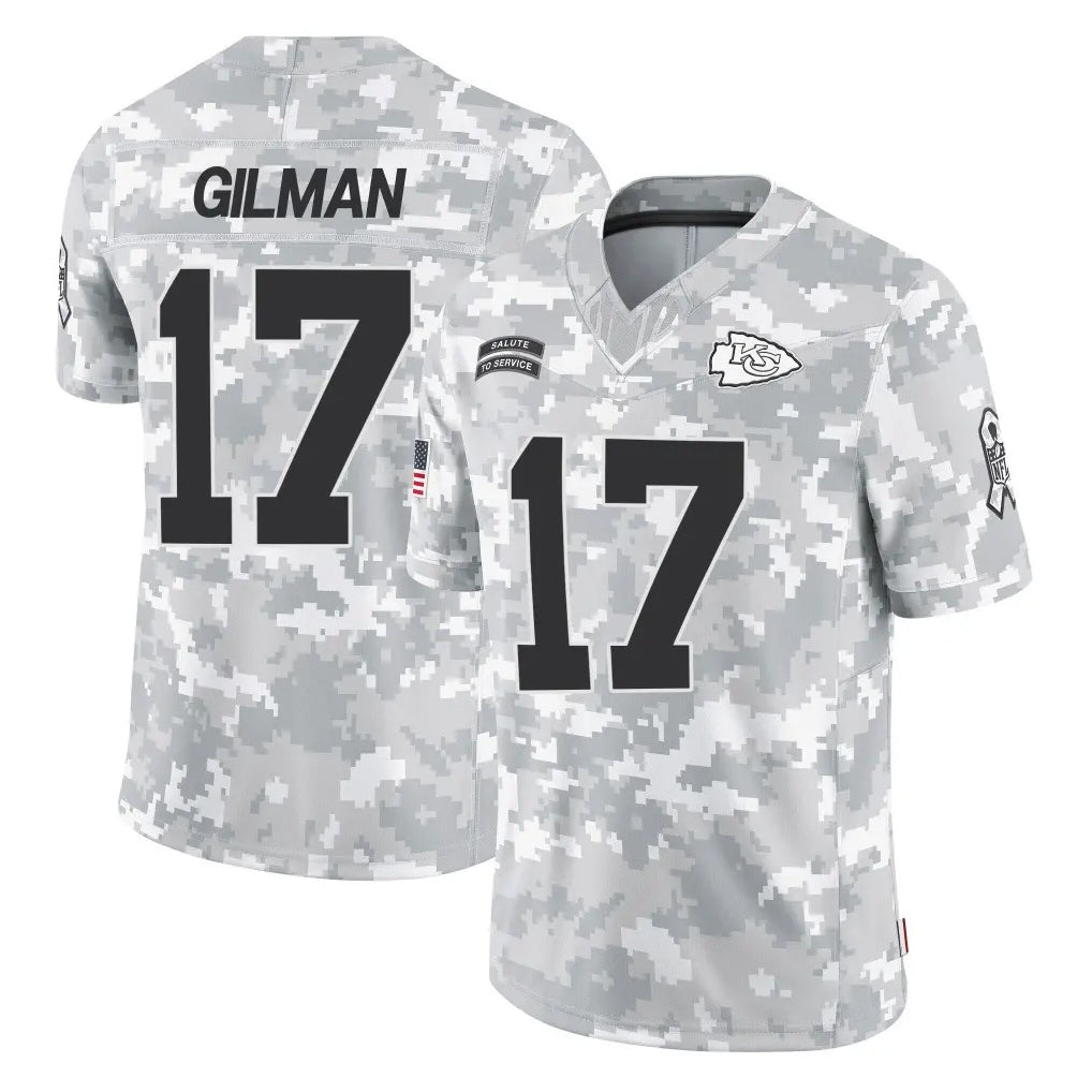 KC.Chiefs #17 Alohi Gilman Player Arctic Camo Salute To Service Limited Game STECN Stitched Jerseys