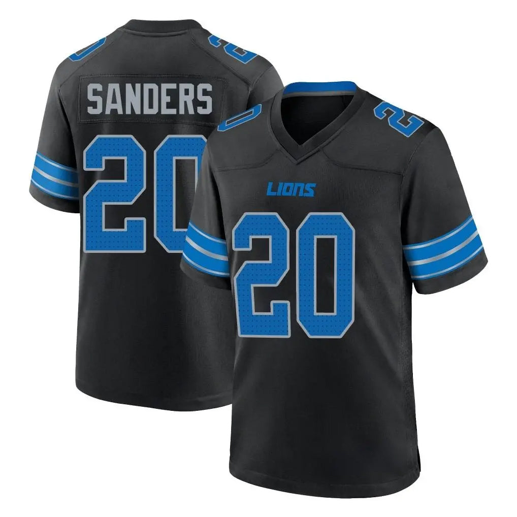 D.Lions #20 Barry Sanders Player Black Alternate Home Game STECN Stitched Jerseys