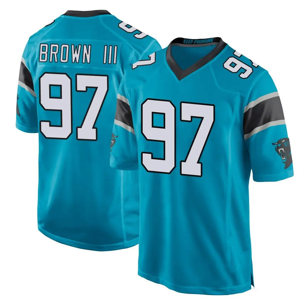 C.Panthers #97 Bobby Brown III Player Blue Game STECN Stitched Jerseys