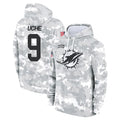 M.Dolphins #9 Joshua Uche Player Arctic Camo Salute to Service Hoodies Limited Game STECN Stitched Jerseys