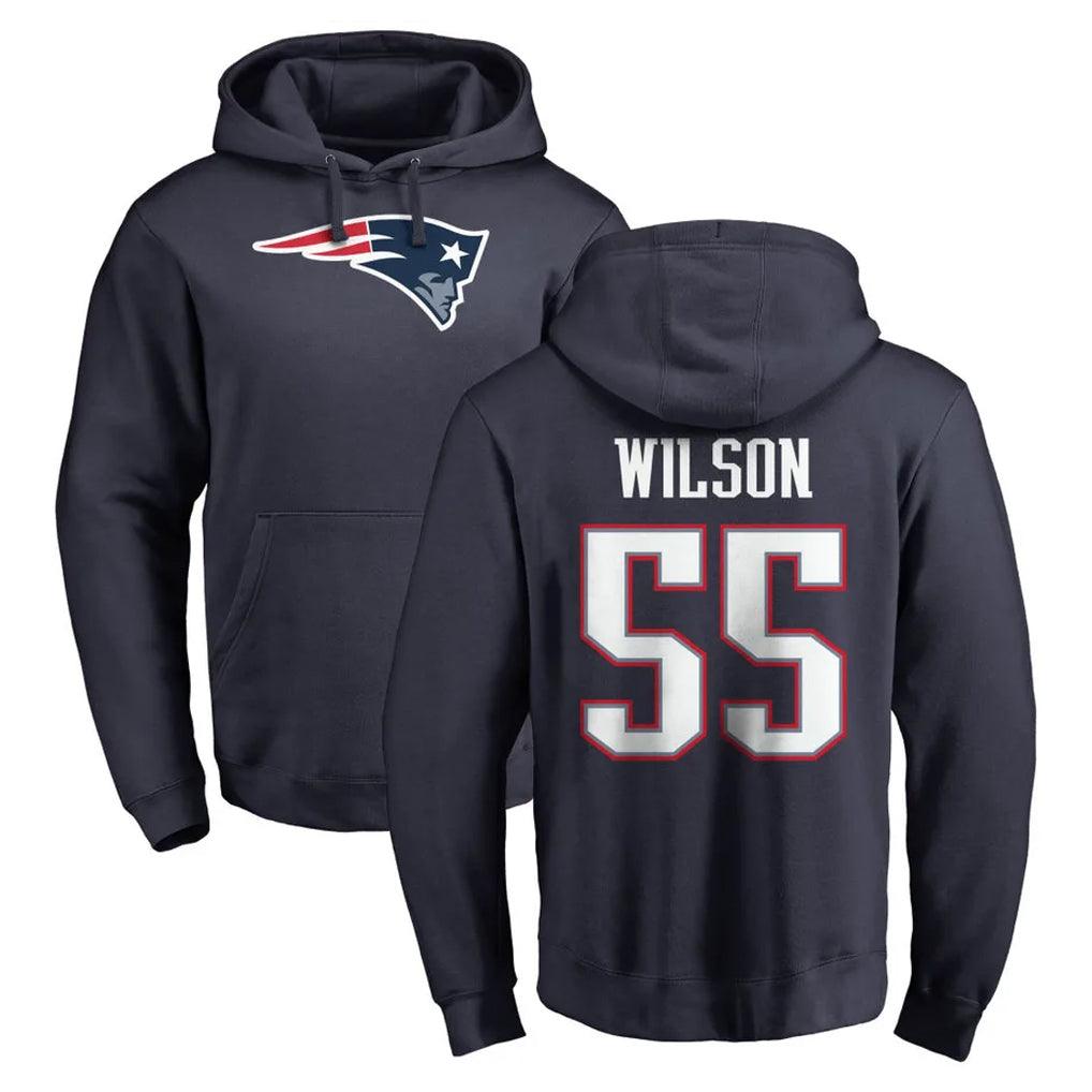 NE.Patriots #55 Jared Wilson Player Navy LOGO Pullover Hoodies Home Game Ddoa Stitched Jerseys
