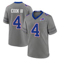 B.Bills #4 James Cook III Player Gray Nickel City Home Game STECN Stitched Jerseys