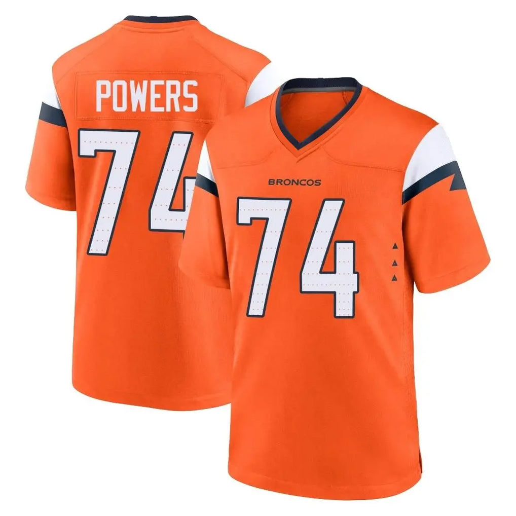 D.Broncos #74 Ben Powers Player Orange Home Game STECN Stitched Jerseys