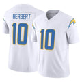 LA.Chargers #10 Justin Herbert Player White Limited Vapor F.U.S.E. Home Game STECN Stitched Jerseys