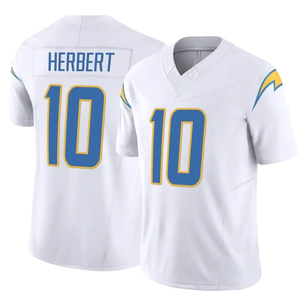 LA.Chargers #10 Justin Herbert Player White Limited Vapor F.U.S.E. Home Game STECN Stitched Jerseys