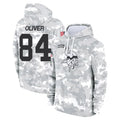 M.Vikings #84 Josh Oliver Player Arctic Camo Salute to Service Pullover Hoodies Limited Game STECN Stitched Jerseys