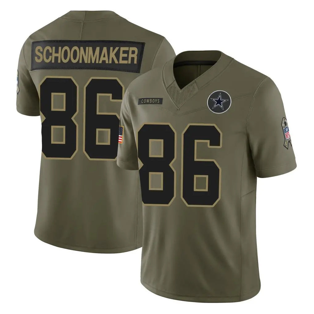 D.Cowboys #86 Luke Schoonmaker Player Olive 2025 Salute to Service Limited Home Game STECN Stitched Jerseys