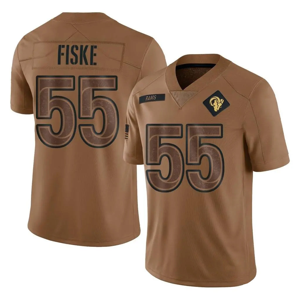LA.Rams #55 Braden Fiske Player Brown Salute To Service Limited STECN Stitched Jerseys