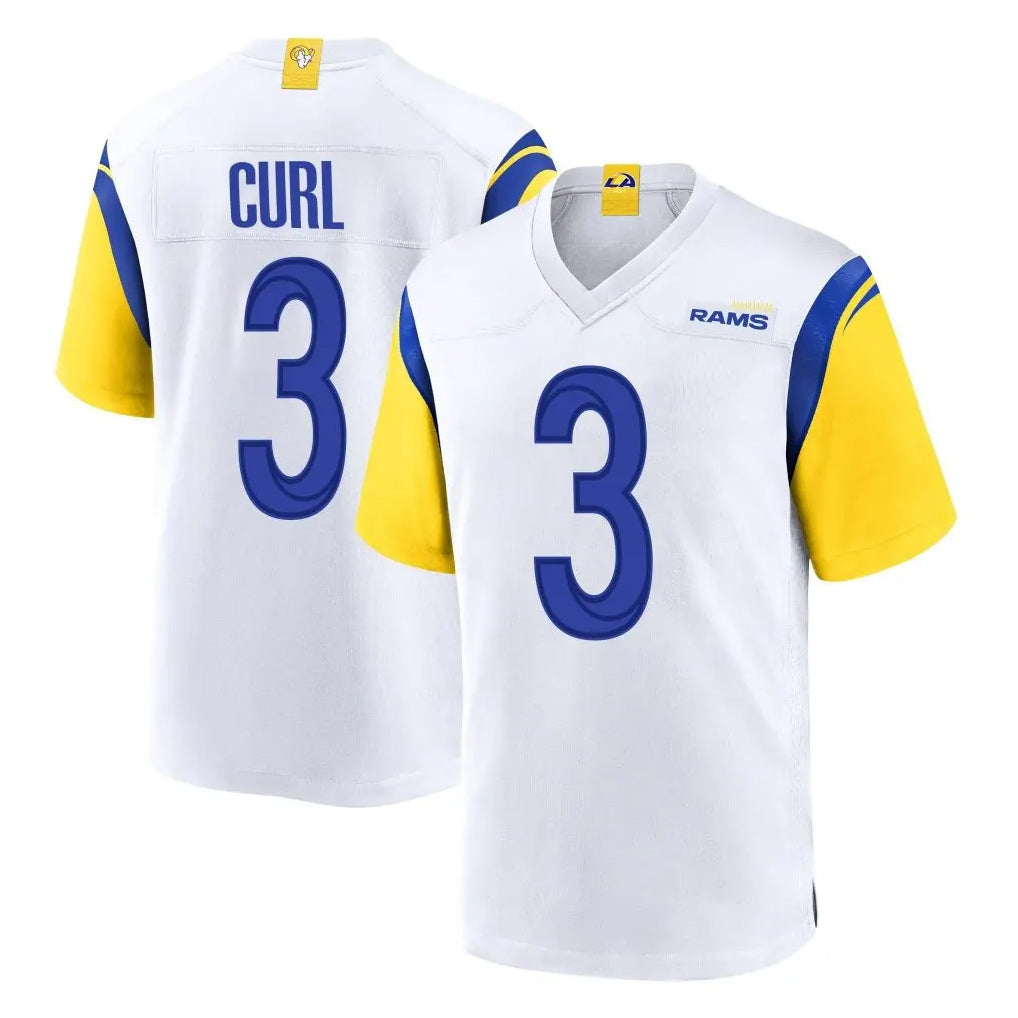LA.Rams #3 Kam Curl Player White Home Game STECN Stitched Jerseys
