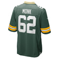 STECN GB.Packers #62 Jacob Monk Green Game Jersey