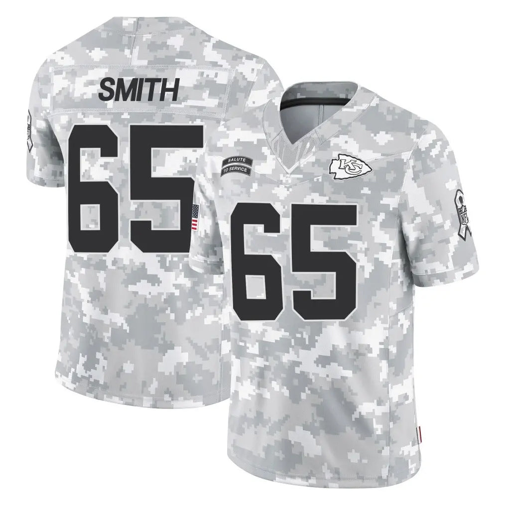 KC.Chiefs #65 Trey Smith Player Arctic Camo Salute To Service Limited Game STECN Stitched Jerseys