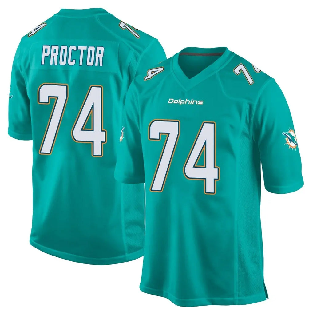 M.Dolphins #74 Kadyn Proctor Player Aqua Team Color Home Game STECN Stitched Jerseys