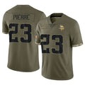 M.Vikings #23 James Pierre Player Olive Salute To Service Limited STECN Stitched Jerseys