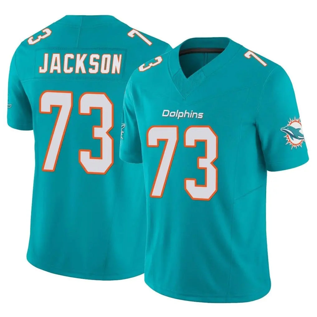 M.Dolphins #73 Austin Jackson Player Aqua Limited Vapor F.U.S.E. Home Game STECN Stitched Jerseys