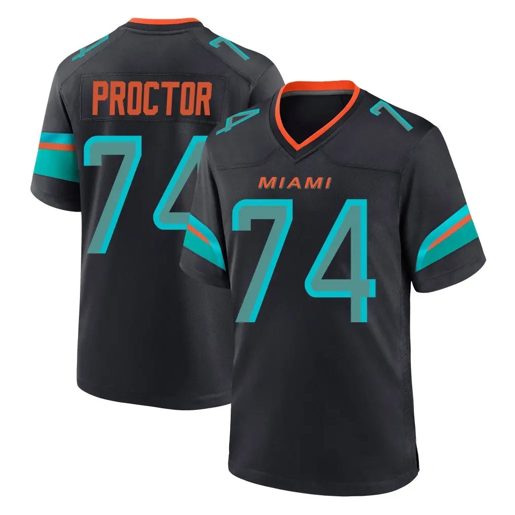 M.Dolphins #74 Kadyn Proctor Player Black Pitch Rivalries Collection Home Game STECN Stitched Jerseys