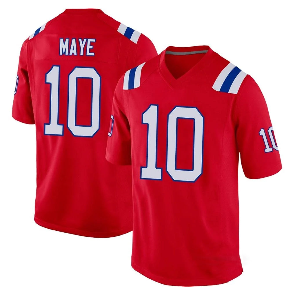 NE.Patriots #10 Drake Maye Player Red Home Game STECN Stitched Jerseys
