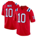 NE.Patriots #10 Drake Maye Player Red Home Game STECN Stitched Jerseys
