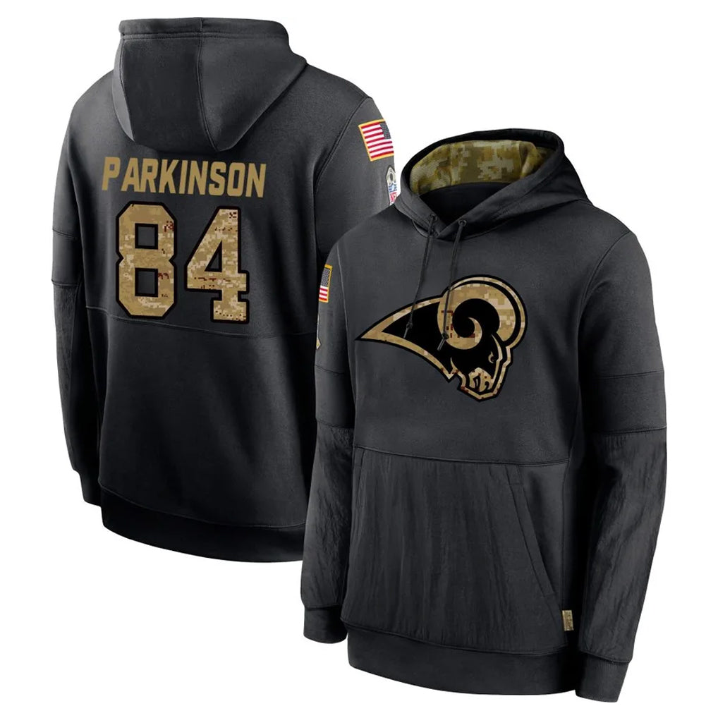 LA.Rams #84 Colby Parkinson Player Black Salute to Service Hoodies Limited Game STECN Stitched Jerseys