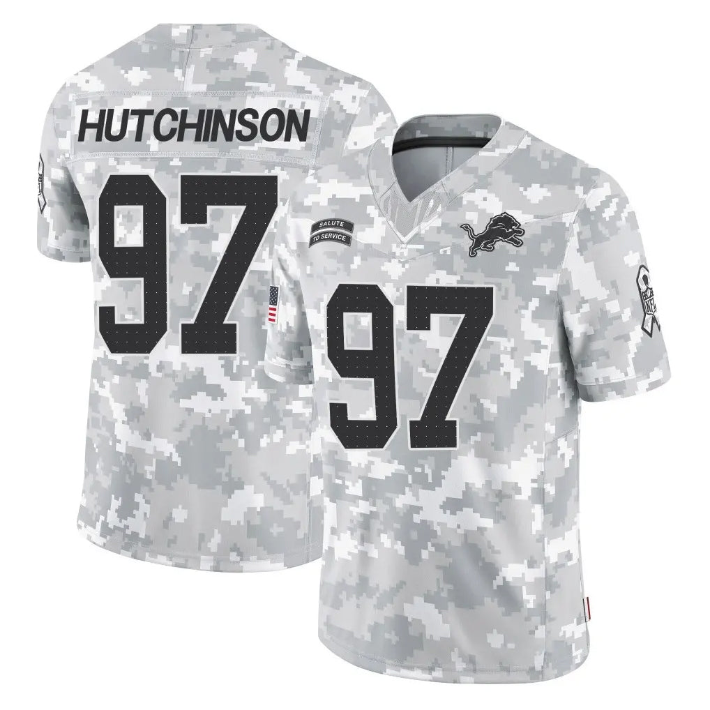 D.Lions #97 Aidan Hutchinson Player Arctic Camo Salute To Service Limited STECN Stitched Jerseys