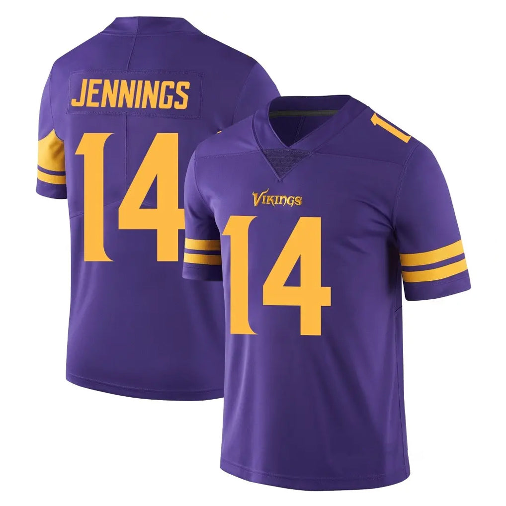 M.Vikings #14 Jauan Jennings Player Purple Limited Color Rush Home Game STECN Stitched Jerseys