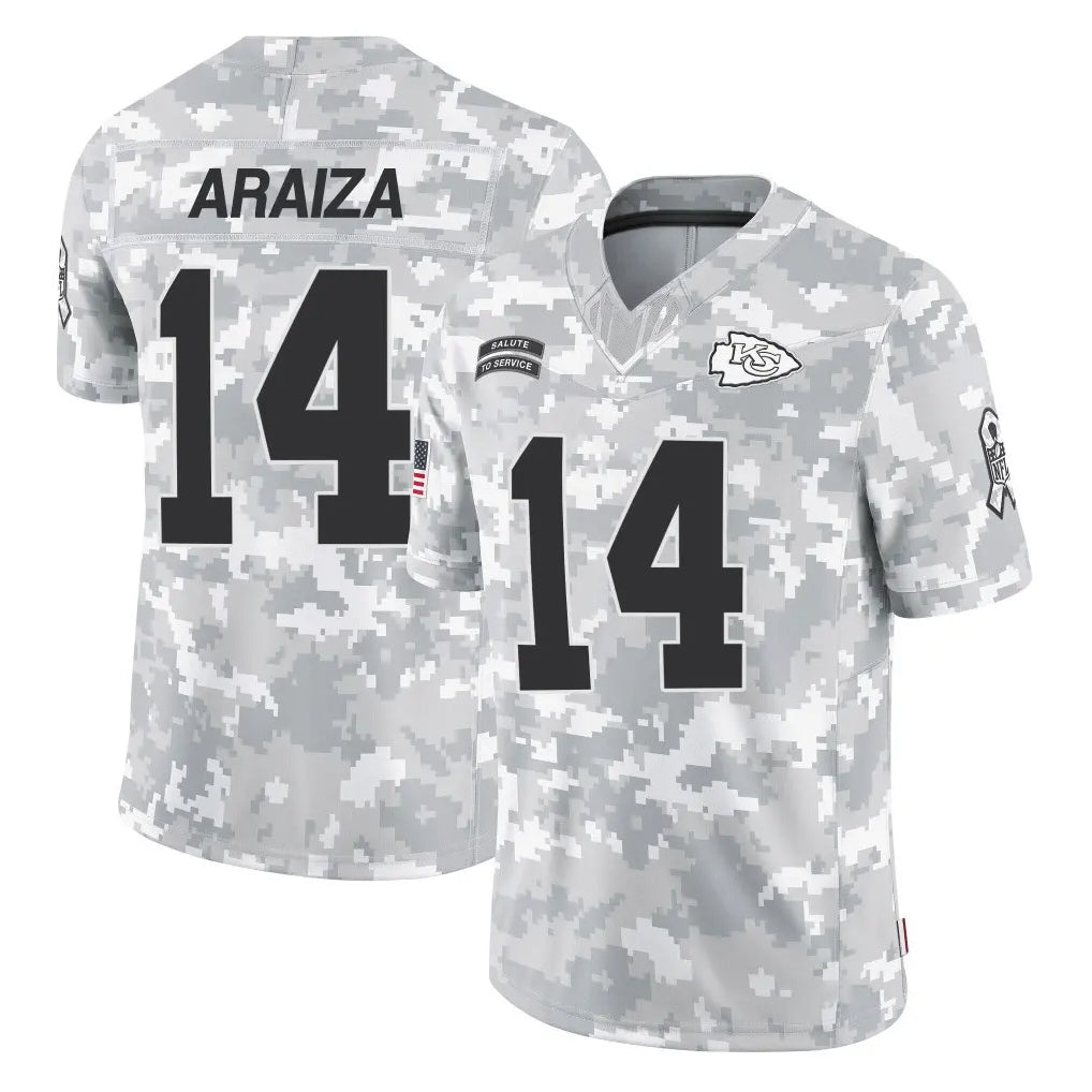KC.Chiefs #14 Matt Araiza Player Arctic Camo Salute To Service Limited Game STECN Stitched Jerseys