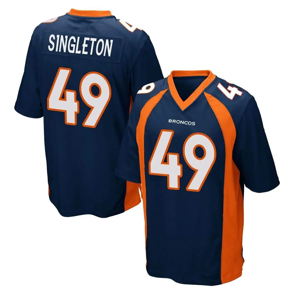 D.Broncos #49 Alex Singleton Player Navy Game STECN Stitched Jerseys