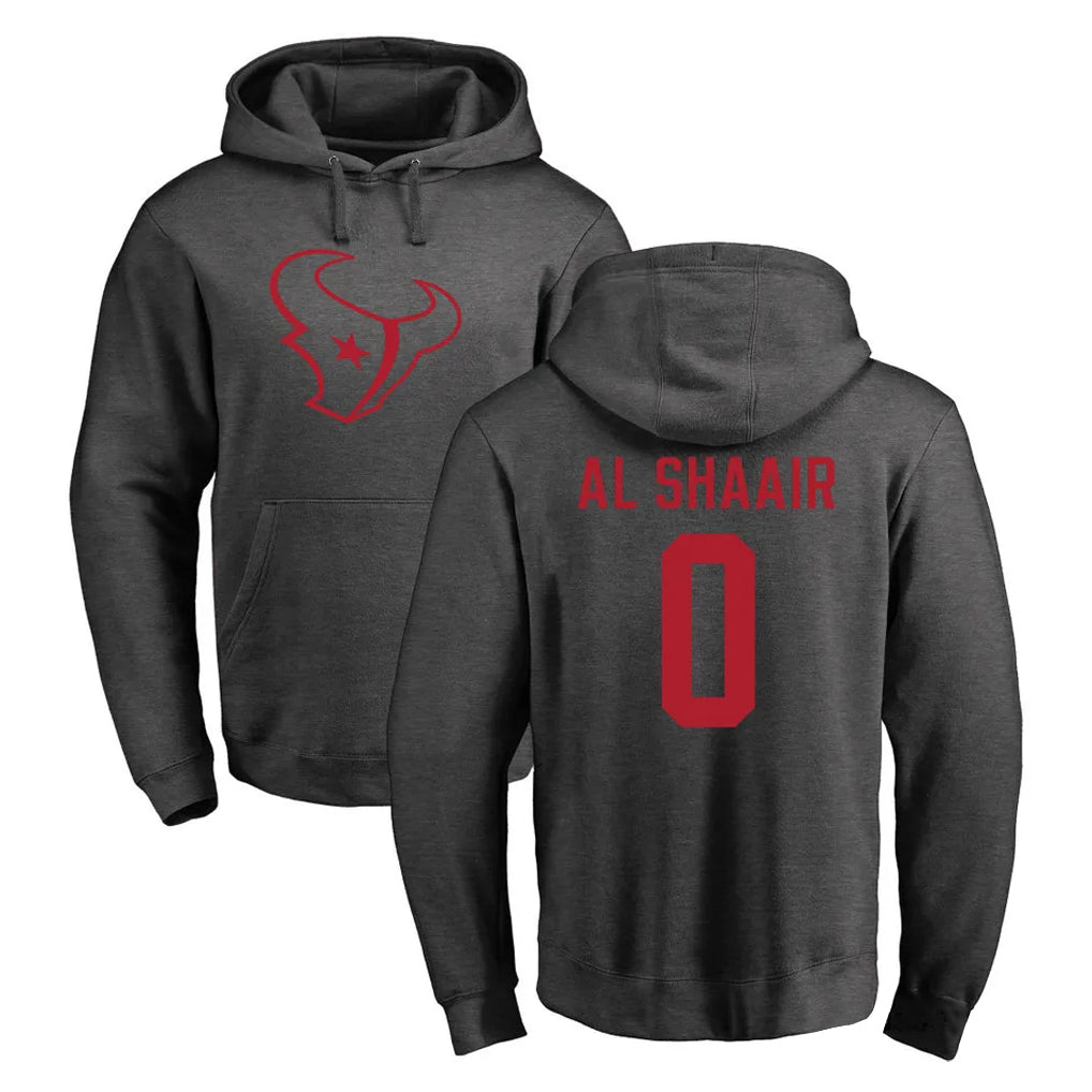 H.Texans #0 Azeez Al-Shaair Player Gray Pro Line Pullover Hoodie Limited Game STECN Stitched Jerseys