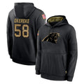 C.Panthers #58 Bobby Okereke Player Black Salute to Service Pullover Hoodies Limited Game STECN Stitched Jerseys