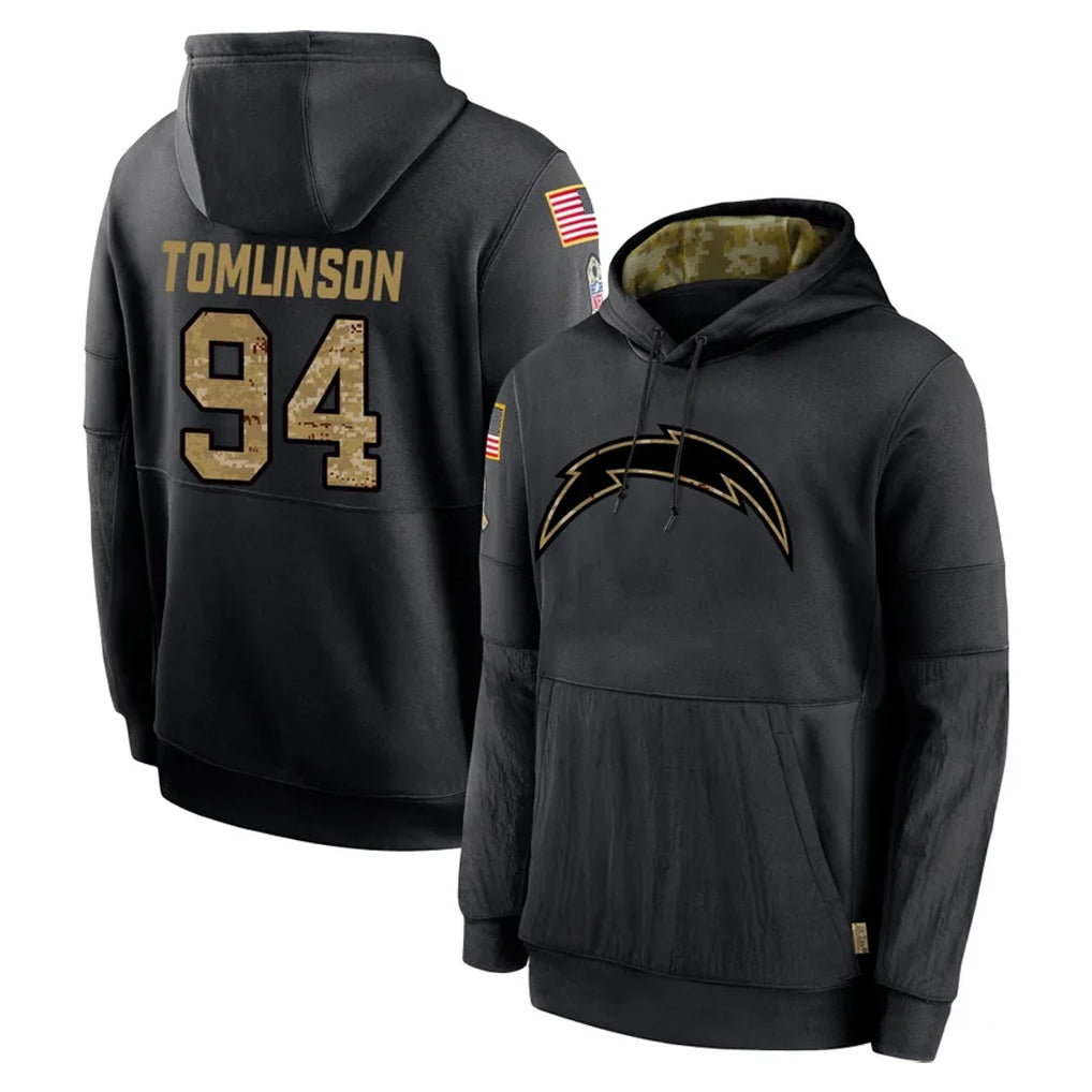 LA.Chargers #94 Dalvin Tomlinson Player Black Salute to Service Hoodies Limited Game STECN Stitched Jerseys