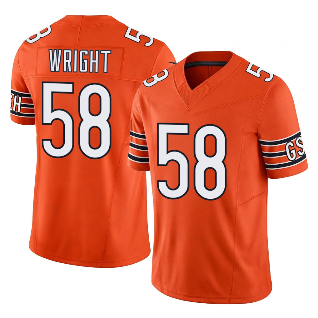C.Bears #58 Darnell Wright Player Orange Vapor F.U.S.E. Limited Home Game STECN Stitched Jerseys