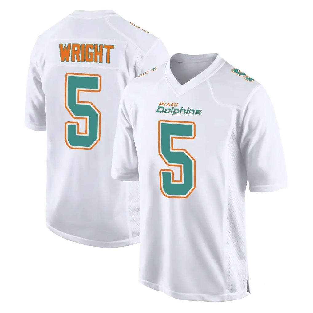 M.Dolphins #5 Jaylen Wright Player White Fashion Home Game STECN Stitched Jerseys