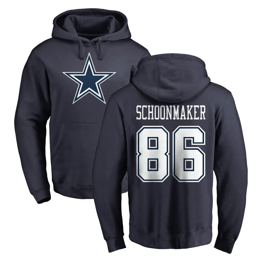 D.Cowboys #86 Luke Schoonmaker Player Navy Pullover Hoodies Limited STECN Stitched Jerseys