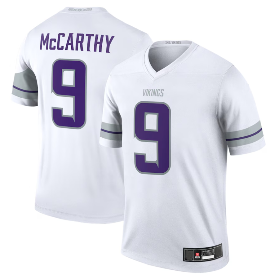 STECN #9 J.J. McCarthy Player MN.Vikings White Alternate Legend Stitched Jerseys