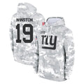 NY.Giants #19 Jameis Winston Player Arctic Camo Salute to Service Pullover Hoodies Limited Game STECN Stitched Jerseys