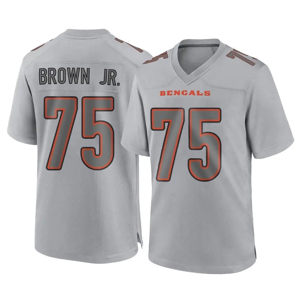 C.Bengals #75 Orlando Brown Jr. Player Gray Atmosphere Fashion Game STECN Stitched Jerseys