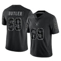 LV.Raiders #69 Adam Butler Player Black Reflective Limited Game STECN Stitched Jerseys