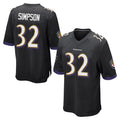 B.Ravens #32 Trenton Simpson Player Black Home Game STECN Stitched Jerseys