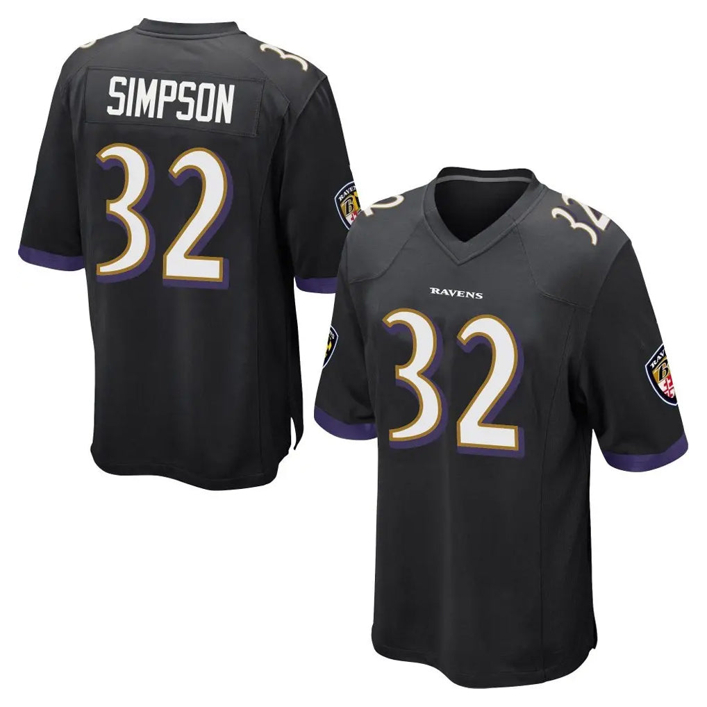 B.Ravens #32 Trenton Simpson Player Black Home Game STECN Stitched Jerseys