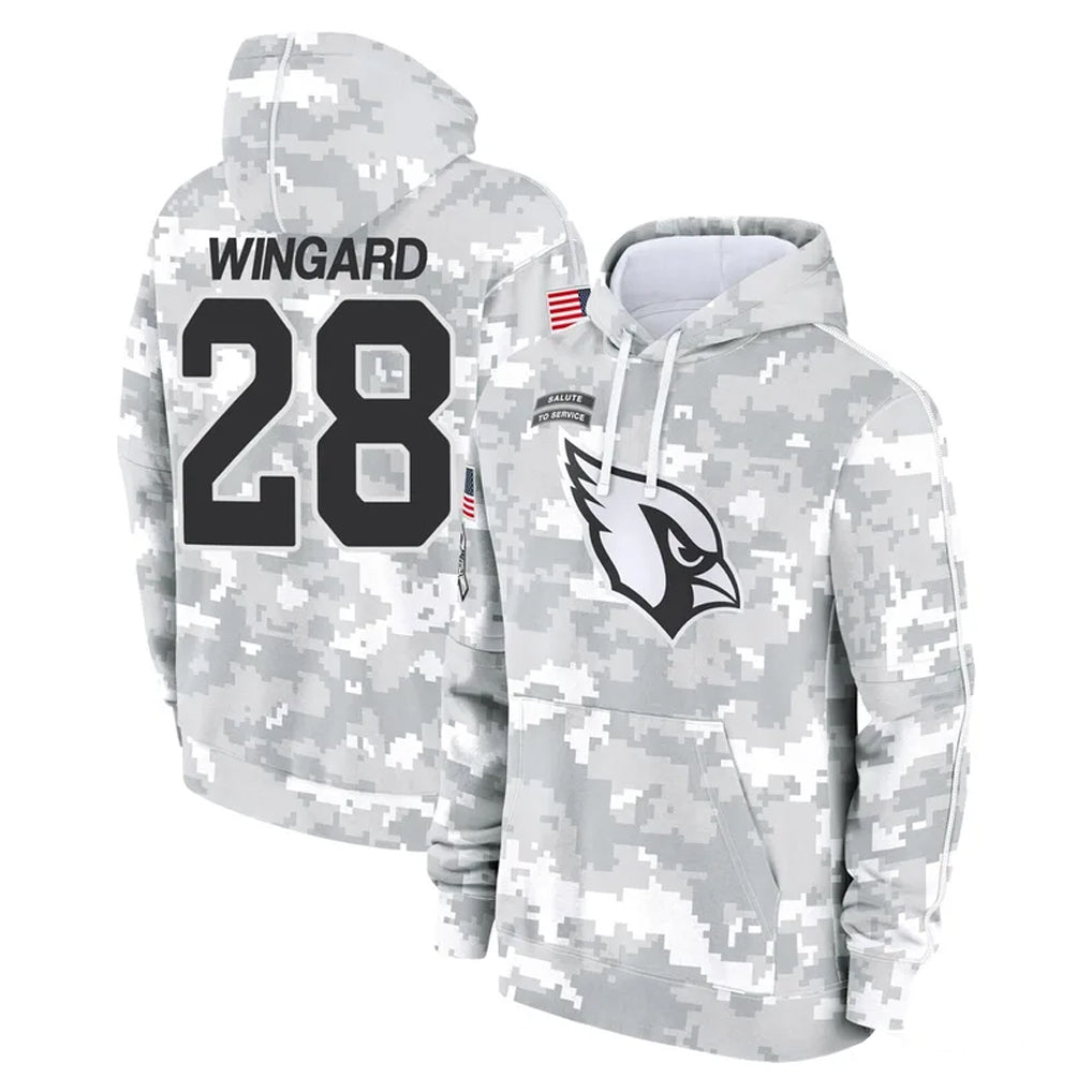 A.Cardinals #28 Andrew Wingard Player Arctic Camo Limited Salute to Service Pullover Hoodies Game STECN Stitched Jerseys