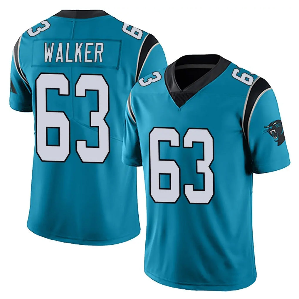 C.Panthers #63 Rasheed Walker Player Blue Vapor Untouchable Limited Game STECN Stitched Jerseys