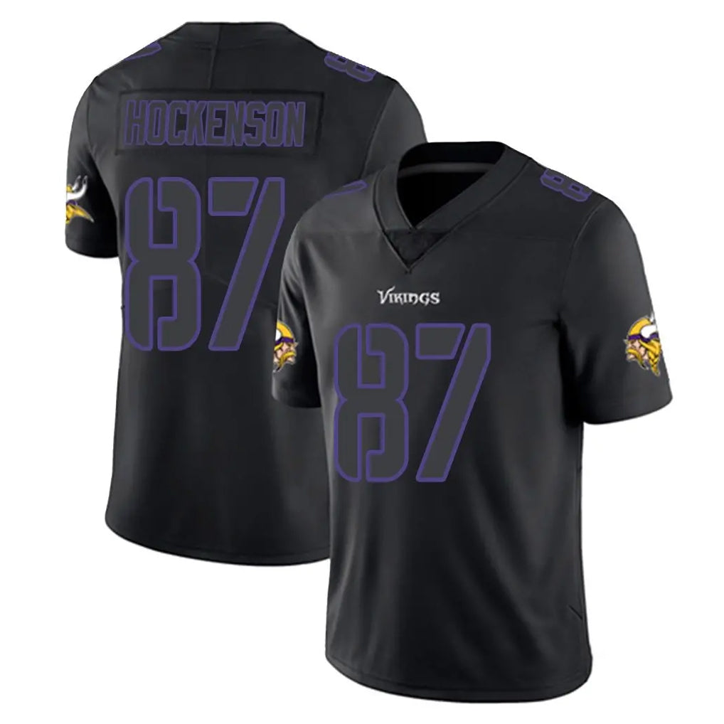 M.Vikings #87 T.J. Hockenson Player Black Impact LImited Home Game STECN Stitched Jerseys