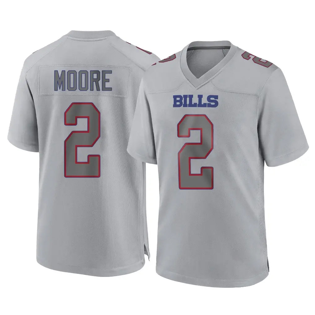 B.Bills #2 DJ Moore Player Gray Home Game STECN Stitched Jerseys