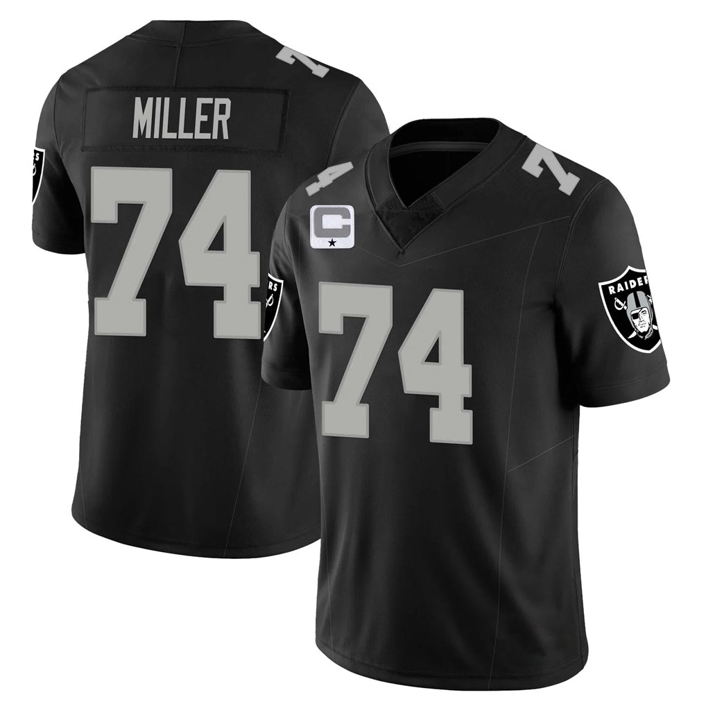 LV.Raiders #74 Kolton Miller Player Black Vapor Limited Home Game STECN Stitched Jerseys
